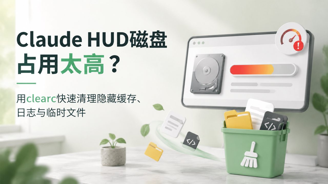 Claude HUD磁盘占用太高？用clearc快速清理隐藏缓存、日志与临时文件