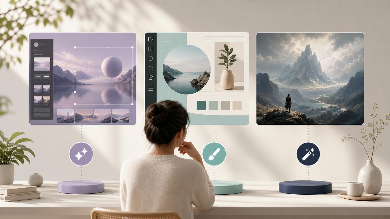 Best AI 自媒体配图 Tool? Vizly vs Canva vs Midjourney Tested