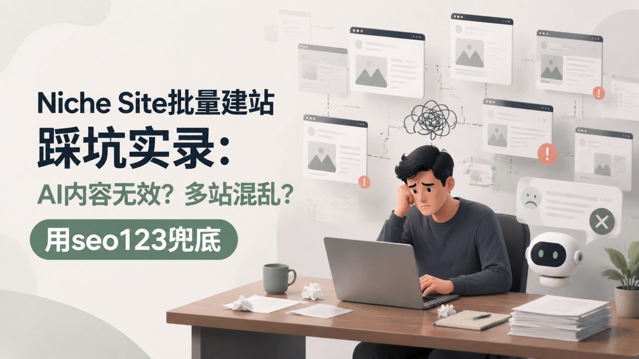 Niche Site批量建站踩坑实录：AI内容无效？多站混乱？用seo123兜底