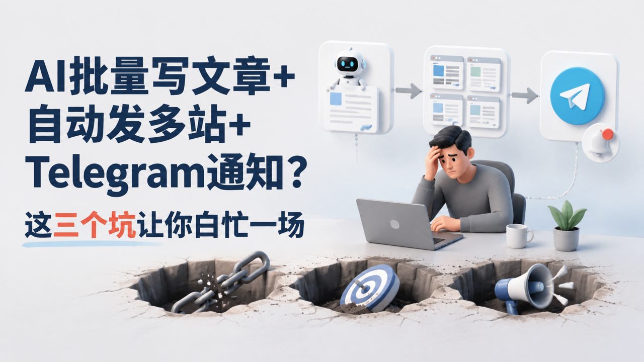 AI批量写文章+自动发多站+Telegram通知？这三个坑让你白忙一场