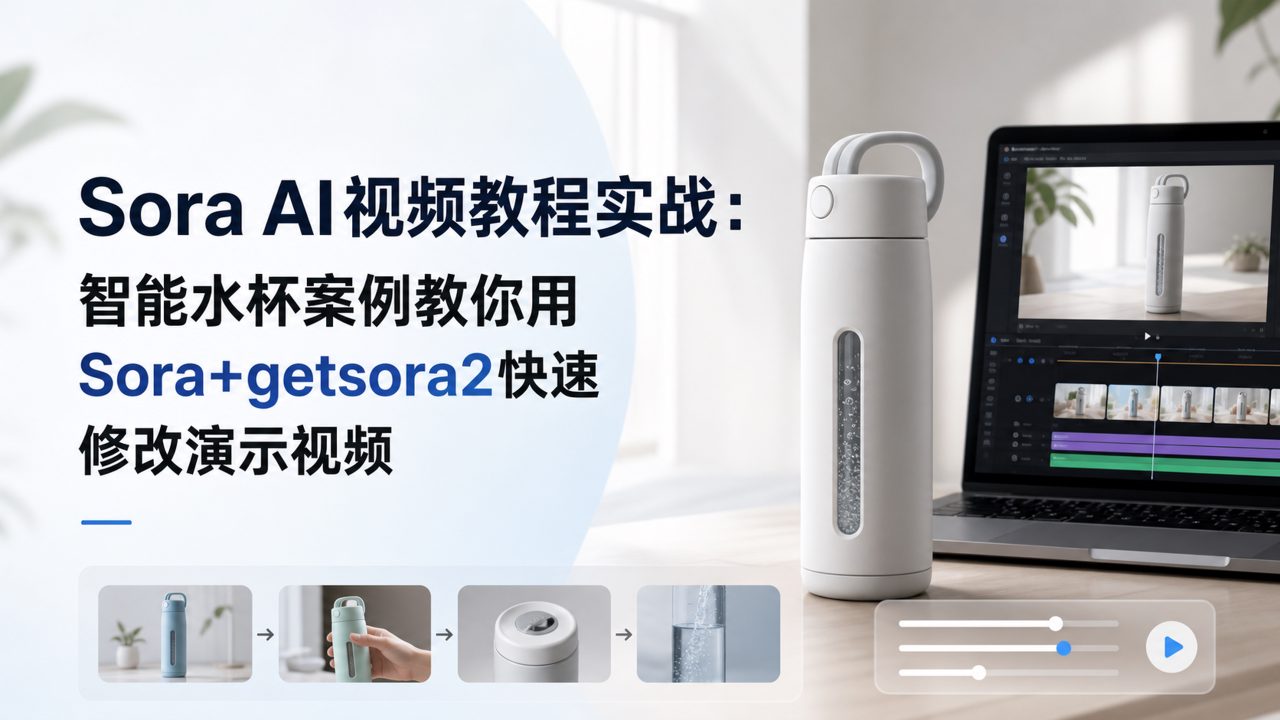 Sora AI Video Tutorial Hands-On: Smart Water Bottle Case Teaches You to Quickly Modify Demo Videos Using Sora + getsora2