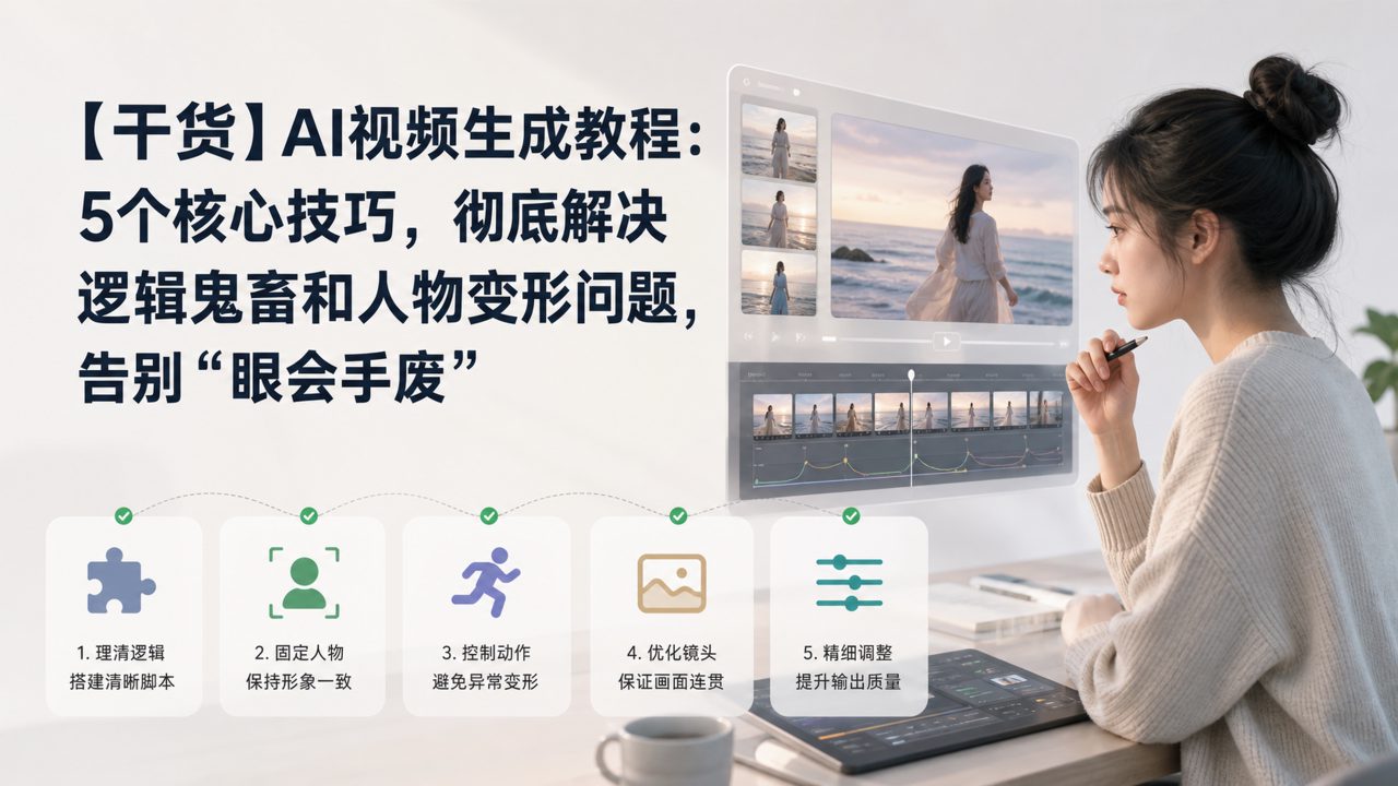 【干货】AI视频生成教程：5个核心技巧，彻底解决逻辑鬼畜和人物变形问题，告别“眼会手废”