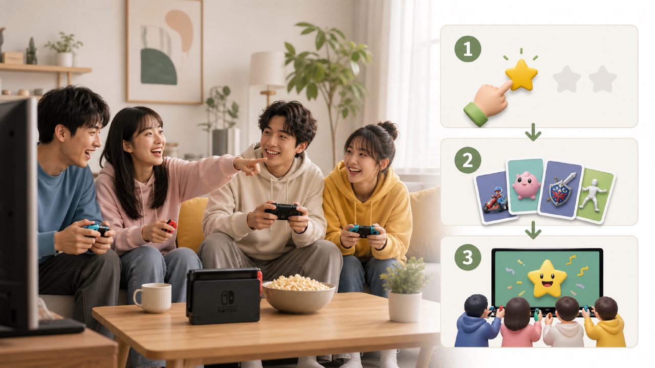 朋友来家玩Switch不知道选啥？用星吧三步搞定